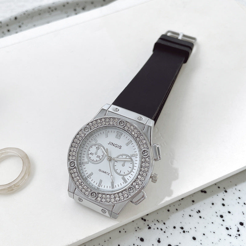 Quartz Watch With Silica Gel Strap And Buckle, Featuring Ordinary Glass Mirror And Pointer Display For Unisex