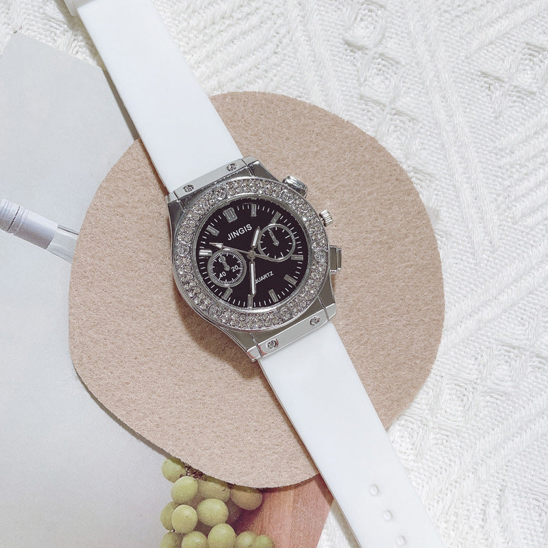 Quartz Watch With Silica Gel Strap And Buckle, Featuring Ordinary Glass Mirror And Pointer Display For Unisex