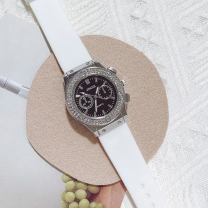 Quartz Watch With Silica Gel Strap And Buckle, Featuring Ordinary Glass Mirror And Pointer Display For Unisex