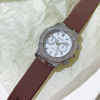Quartz Watch With Silica Gel Strap And Buckle, Featuring Ordinary Glass Mirror And Pointer Display For Unisex
