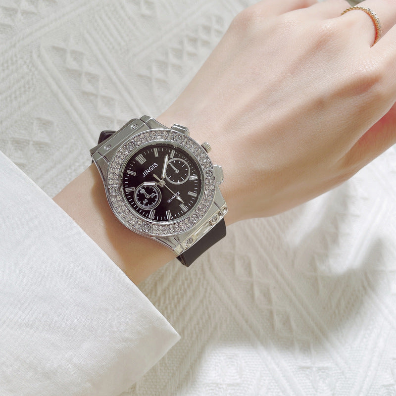 Quartz Watch With Silica Gel Strap And Buckle, Featuring Ordinary Glass Mirror And Pointer Display For Unisex