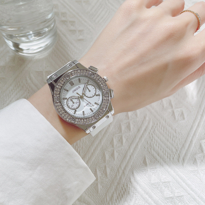 Quartz Watch With Silica Gel Strap And Buckle, Featuring Ordinary Glass Mirror And Pointer Display For Unisex