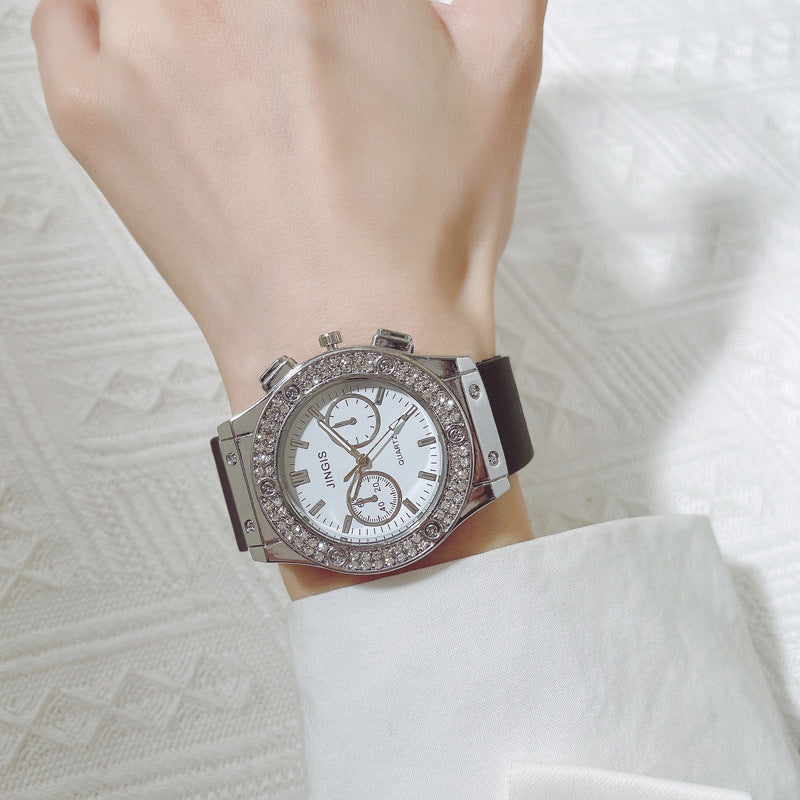 Quartz Watch With Silica Gel Strap And Buckle, Featuring Ordinary Glass Mirror And Pointer Display For Unisex