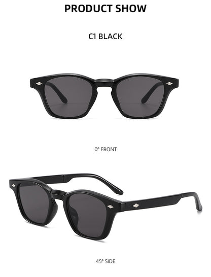 Unisex Round Frame Full Frame Sunglasses With PC Lens Material In Black, Ideal For Spring