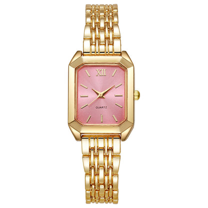 Women’s Quartz Watch With Alloy Strap And Single Folding Buckle, Featuring Ordinary Glass Mirror And Pointer Display