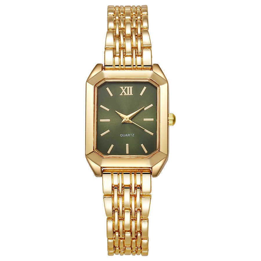 Women’s Quartz Watch With Alloy Strap And Single Folding Buckle, Featuring Ordinary Glass Mirror And Pointer Display