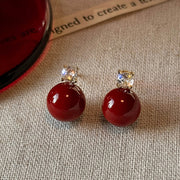 19#Silver Needle Zircon Pearl Stud Earrings