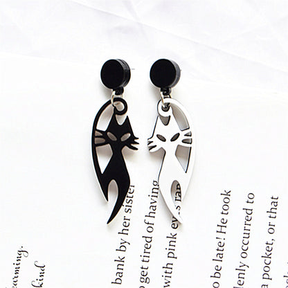 Cute Asymmetrical Acrylic Animal Earrings For Women In Daily Style With White K Plated Material