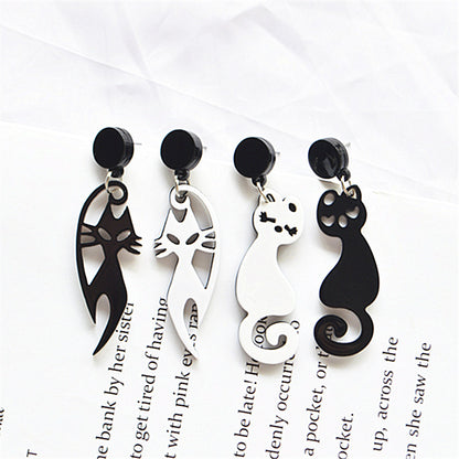 Cute Asymmetrical Acrylic Animal Earrings For Women In Daily Style With White K Plated Material