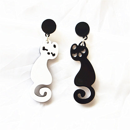 Cute Asymmetrical Acrylic Animal Earrings For Women In Daily Style With White K Plated Material