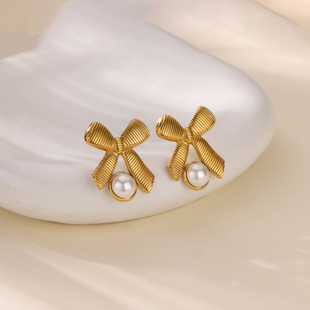 Bow Knot Ring For Women In 18K Real Gold Plated Featuring Zircon Inlay And Durable 304 Stainless Steel