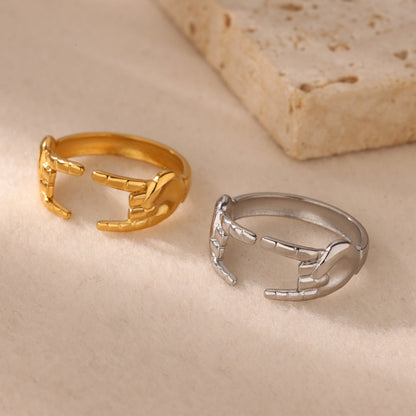 Heart Shape Basic Ring For Women In 304 Stainless Steel With 18K Real Gold Plated Finish, Perfect For Valentine's Day