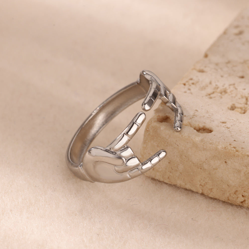 Heart Shape Basic Ring For Women In 304 Stainless Steel With 18K Real Gold Plated Finish, Perfect For Valentine's Day