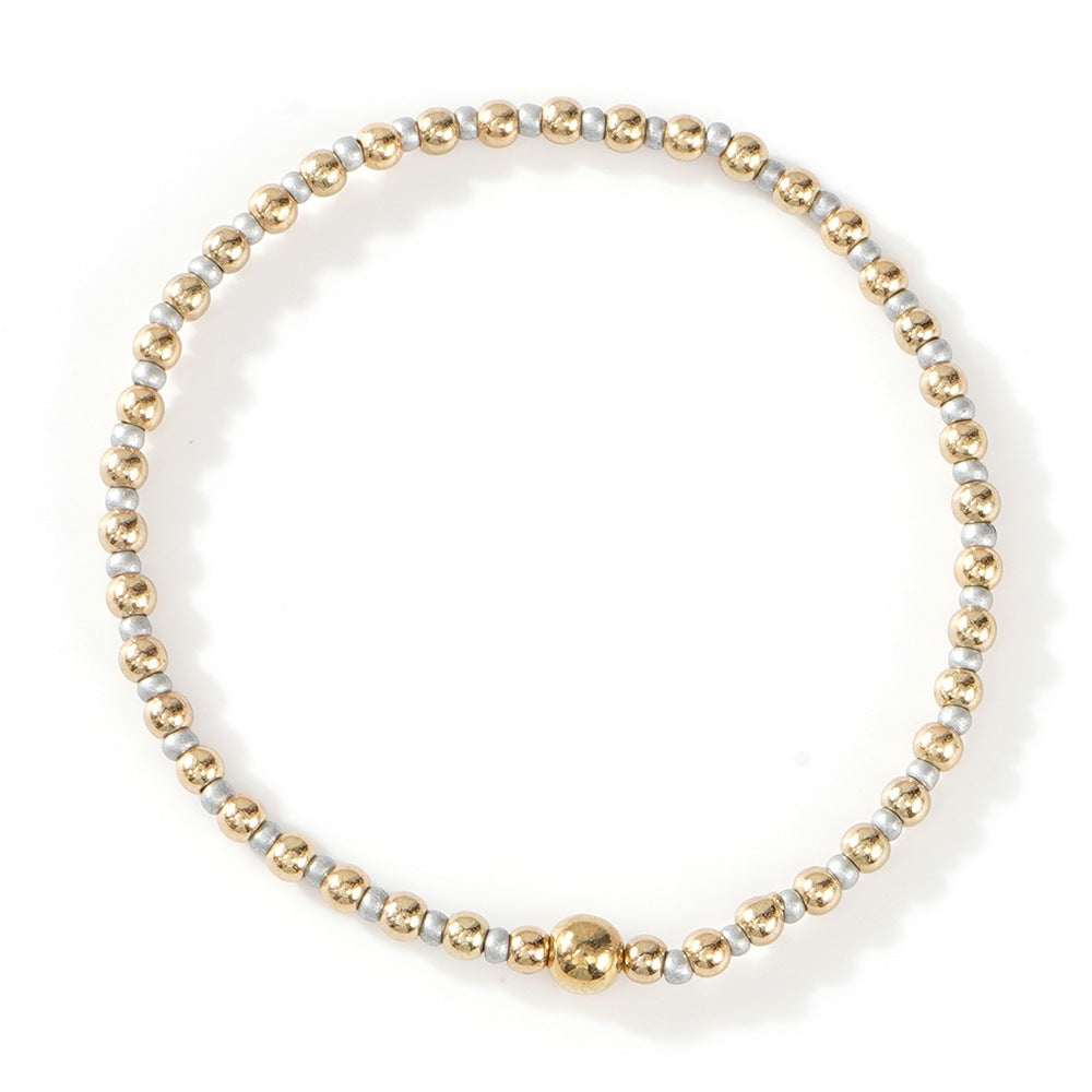 Gold Beaded Bracelet Set Suitable For Girls Handmade Friendship Style Daily Wear Jewelry Sweet Style Round And Laser Customization