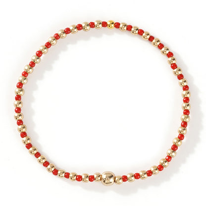 Gold Beaded Bracelet Set Suitable For Girls Handmade Friendship Style Daily Wear Jewelry Sweet Style Round And Laser Customization