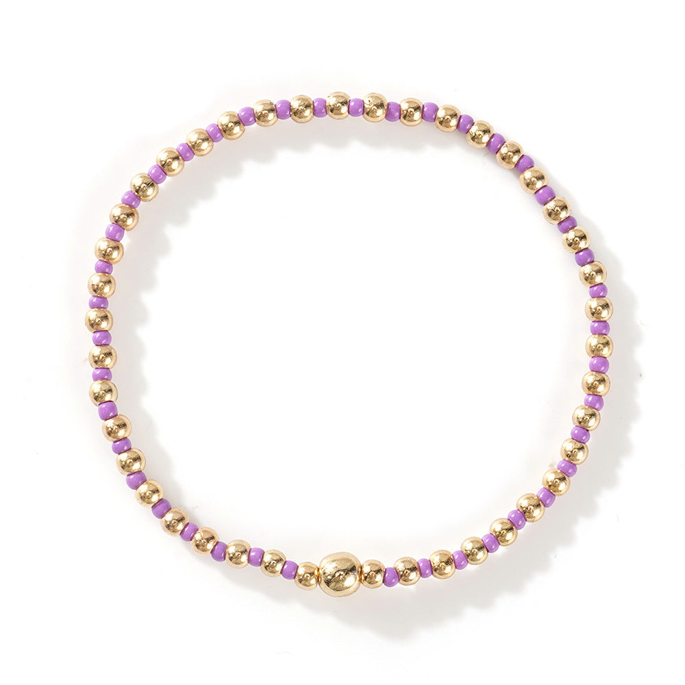 Gold Beaded Bracelet Set Suitable For Girls Handmade Friendship Style Daily Wear Jewelry Sweet Style Round And Laser Customization