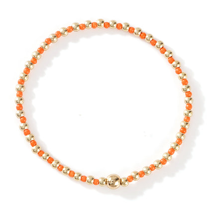 Gold Beaded Bracelet Set Suitable For Girls Handmade Friendship Style Daily Wear Jewelry Sweet Style Round And Laser Customization