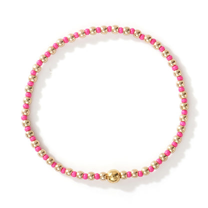 Gold Beaded Bracelet Set Suitable For Girls Handmade Friendship Style Daily Wear Jewelry Sweet Style Round And Laser Customization