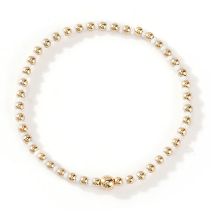 Gold Beaded Bracelet Set Suitable For Girls Handmade Friendship Style Daily Wear Jewelry Sweet Style Round And Laser Customization