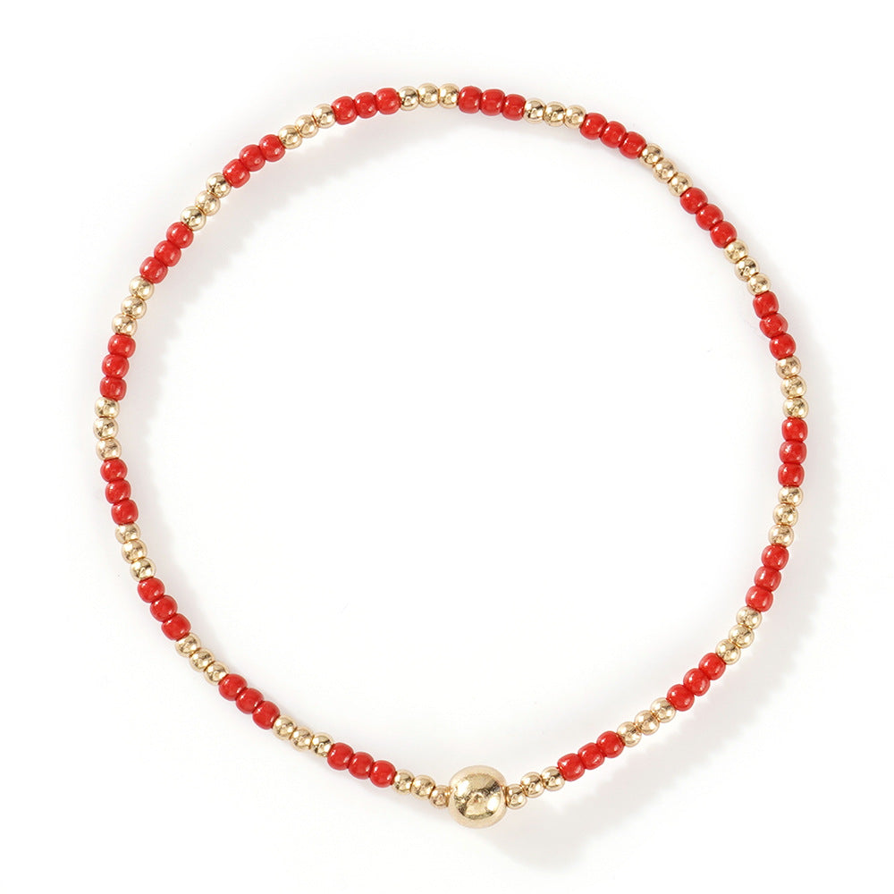 Gold Beaded Bracelet Set Suitable For Girls Handmade Friendship Style Daily Wear Jewelry Sweet Style Round And Laser Customization