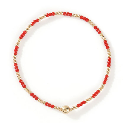 Gold Beaded Bracelet Set Suitable For Girls Handmade Friendship Style Daily Wear Jewelry Sweet Style Round And Laser Customization