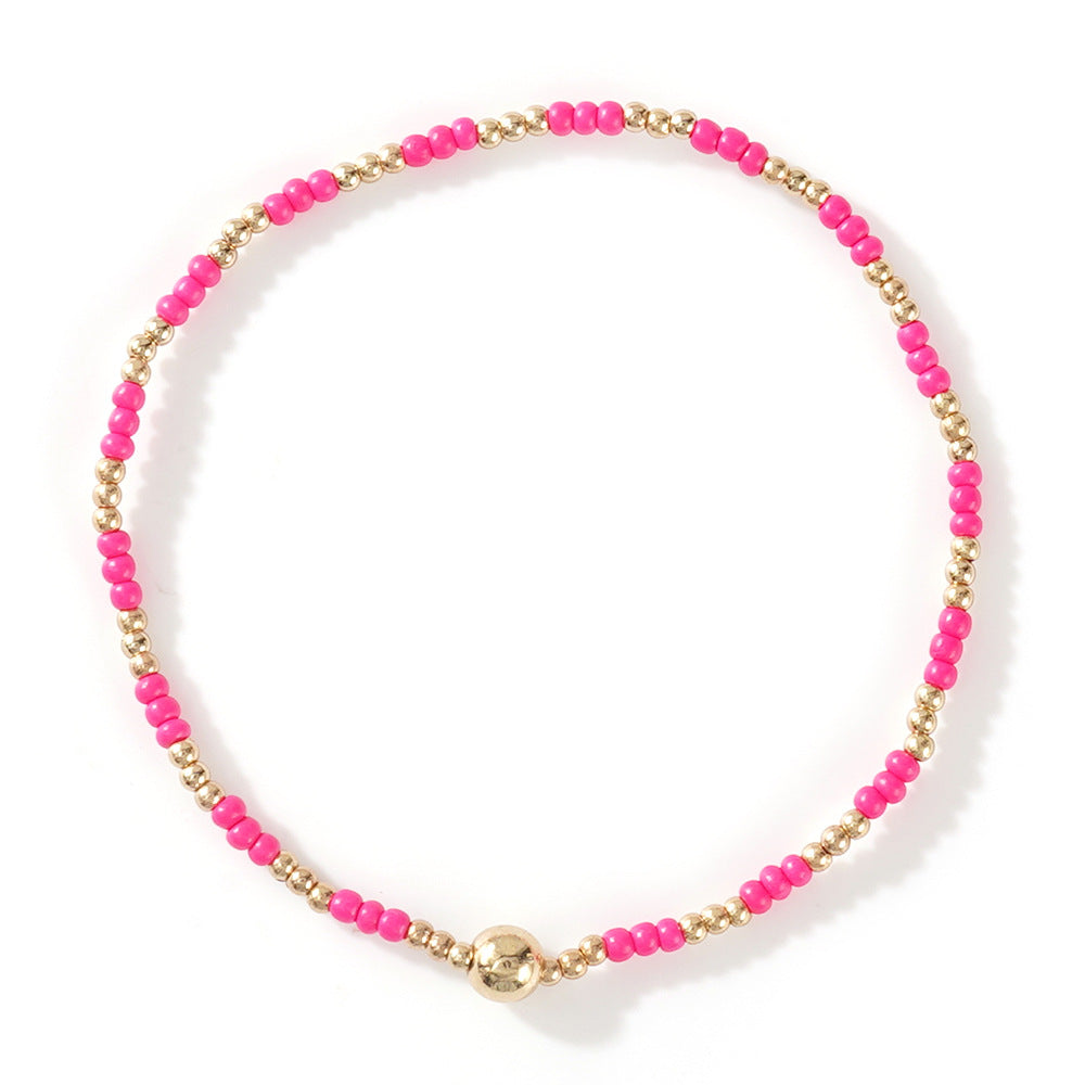 Gold Beaded Bracelet Set Suitable For Girls Handmade Friendship Style Daily Wear Jewelry Sweet Style Round And Laser Customization