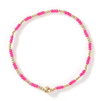 Gold Beaded Bracelet Set Suitable For Girls Handmade Friendship Style Daily Wear Jewelry Sweet Style Round And Laser Customization