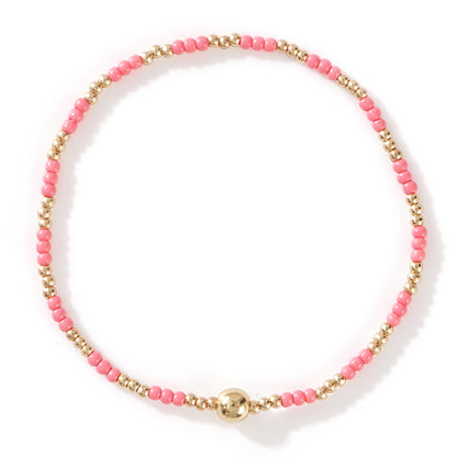 Gold Beaded Bracelet Set Suitable For Girls Handmade Friendship Style Daily Wear Jewelry Sweet Style Round And Laser Customization