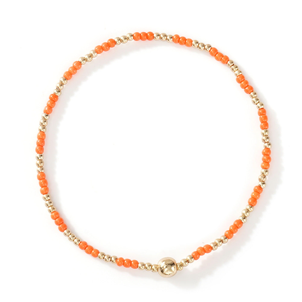 Gold Beaded Bracelet Set Suitable For Girls Handmade Friendship Style Daily Wear Jewelry Sweet Style Round And Laser Customization