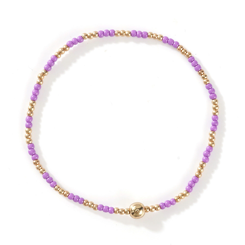 Gold Beaded Bracelet Set Suitable For Girls Handmade Friendship Style Daily Wear Jewelry Sweet Style Round And Laser Customization