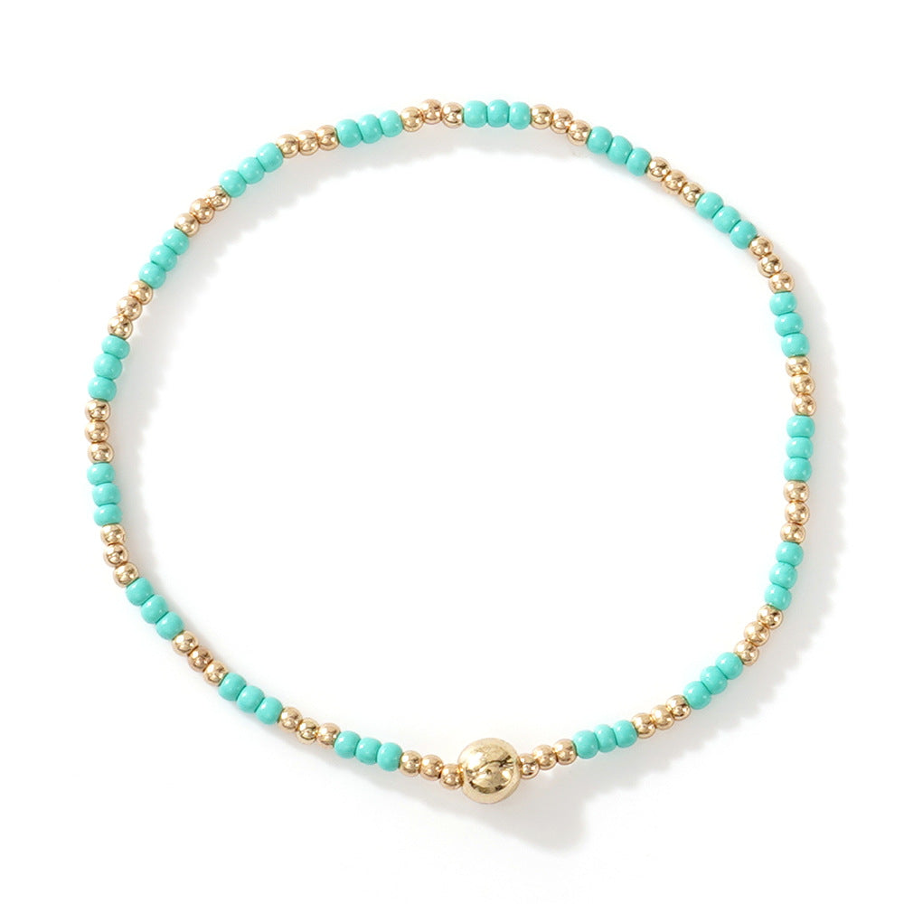 Gold Beaded Bracelet Set Suitable For Girls Handmade Friendship Style Daily Wear Jewelry Sweet Style Round And Laser Customization