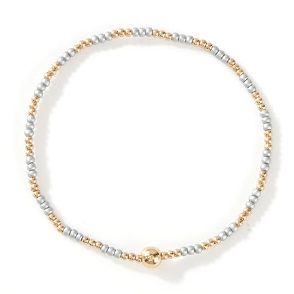 Gold Beaded Bracelet Set Suitable For Girls Handmade Friendship Style Daily Wear Jewelry Sweet Style Round And Laser Customization