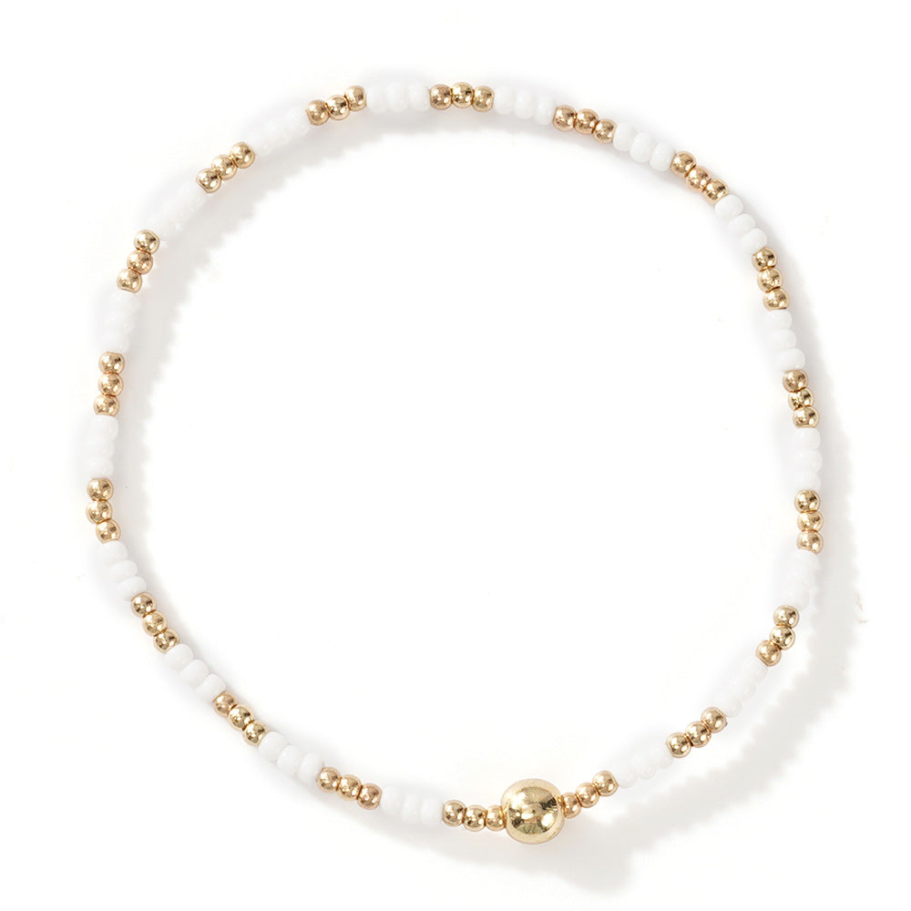 Gold Beaded Bracelet Set Suitable For Girls Handmade Friendship Style Daily Wear Jewelry Sweet Style Round And Laser Customization
