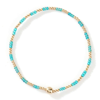 Gold Beaded Bracelet Set Suitable For Girls Handmade Friendship Style Daily Wear Jewelry Sweet Style Round And Laser Customization