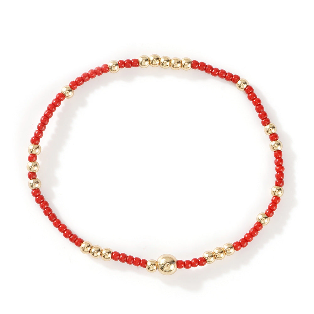 Gold Beaded Bracelet Set Suitable For Girls Handmade Friendship Style Daily Wear Jewelry Sweet Style Round And Laser Customization
