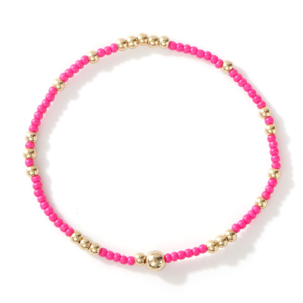 Gold Beaded Bracelet Set Suitable For Girls Handmade Friendship Style Daily Wear Jewelry Sweet Style Round And Laser Customization