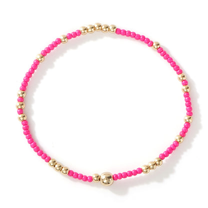 Gold Beaded Bracelet Set Suitable For Girls Handmade Friendship Style Daily Wear Jewelry Sweet Style Round And Laser Customization