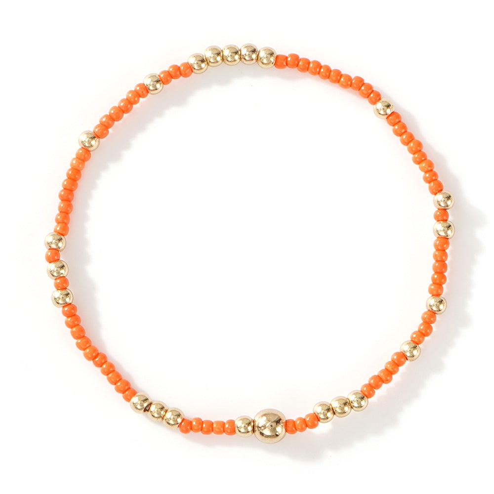 Gold Beaded Bracelet Set Suitable For Girls Handmade Friendship Style Daily Wear Jewelry Sweet Style Round And Laser Customization