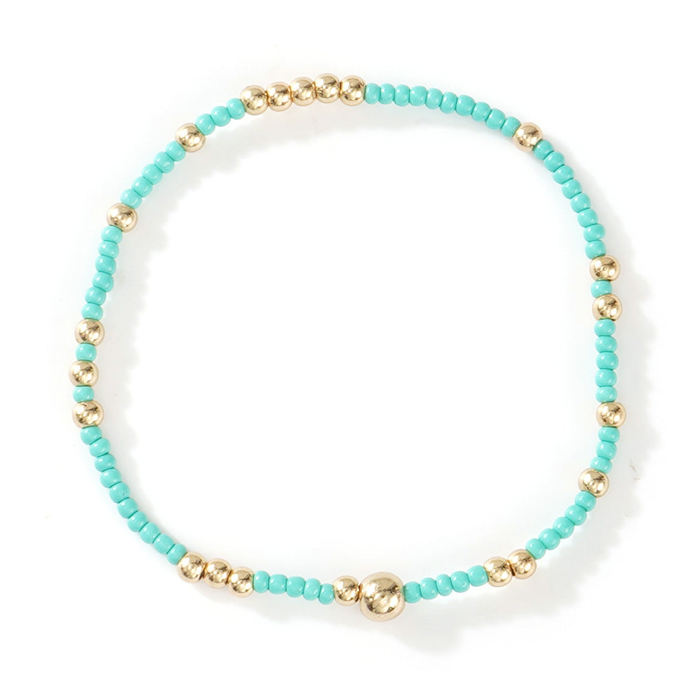 Gold Beaded Bracelet Set Suitable For Girls Handmade Friendship Style Daily Wear Jewelry Sweet Style Round And Laser Customization