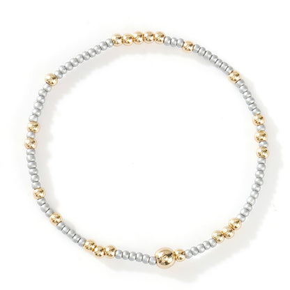 Gold Beaded Bracelet Set Suitable For Girls Handmade Friendship Style Daily Wear Jewelry Sweet Style Round And Laser Customization
