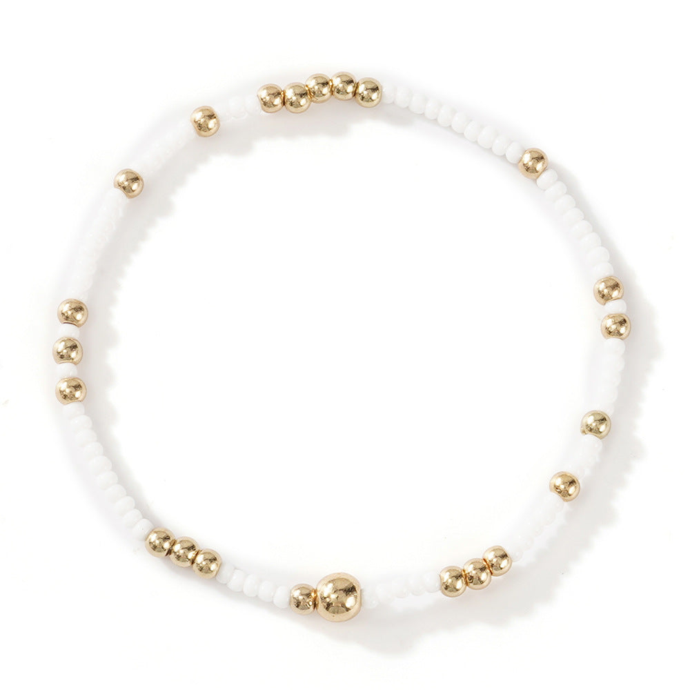 Gold Beaded Bracelet Set Suitable For Girls Handmade Friendship Style Daily Wear Jewelry Sweet Style Round And Laser Customization