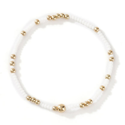 Gold Beaded Bracelet Set Suitable For Girls Handmade Friendship Style Daily Wear Jewelry Sweet Style Round And Laser Customization