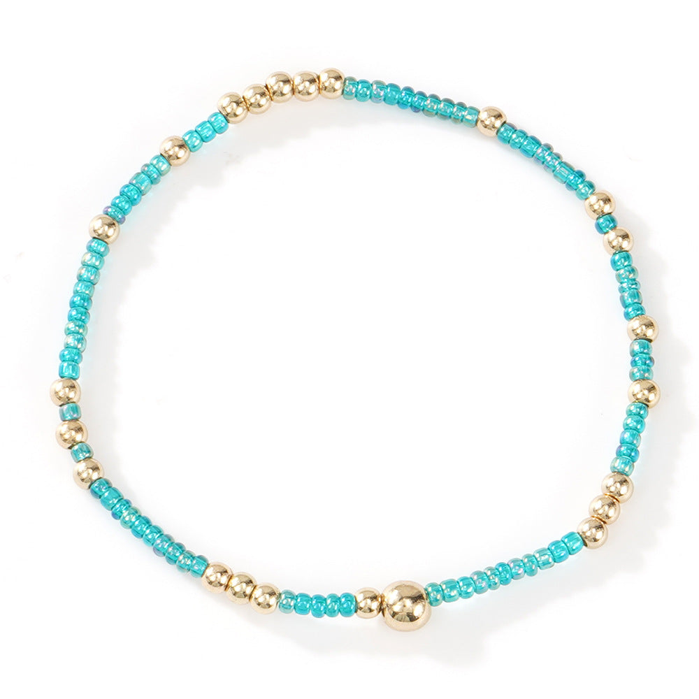 Gold Beaded Bracelet Set Suitable For Girls Handmade Friendship Style Daily Wear Jewelry Sweet Style Round And Laser Customization