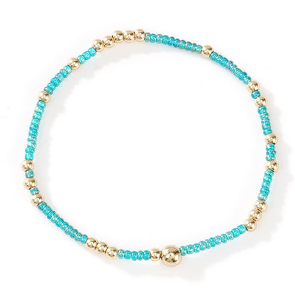 Gold Beaded Bracelet Set Suitable For Girls Handmade Friendship Style Daily Wear Jewelry Sweet Style Round And Laser Customization