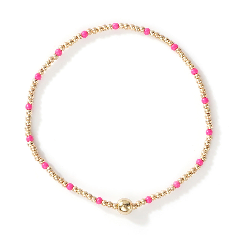 Gold Beaded Bracelet Set Suitable For Girls Handmade Friendship Style Daily Wear Jewelry Sweet Style Round And Laser Customization