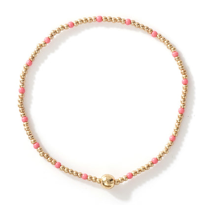 Gold Beaded Bracelet Set Suitable For Girls Handmade Friendship Style Daily Wear Jewelry Sweet Style Round And Laser Customization