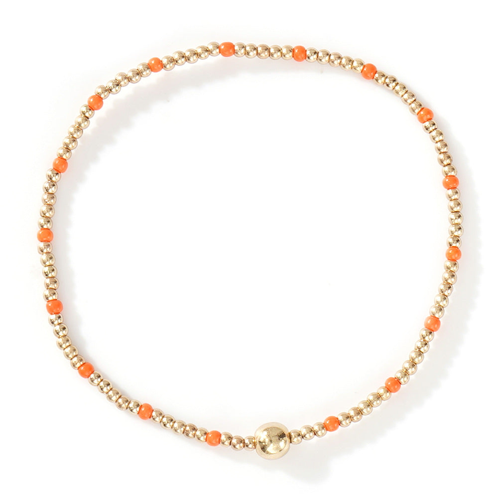 Gold Beaded Bracelet Set Suitable For Girls Handmade Friendship Style Daily Wear Jewelry Sweet Style Round And Laser Customization