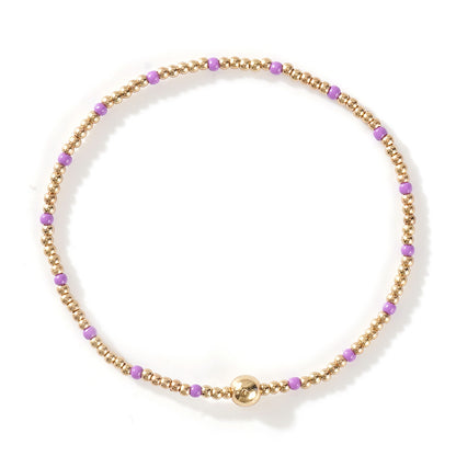 Gold Beaded Bracelet Set Suitable For Girls Handmade Friendship Style Daily Wear Jewelry Sweet Style Round And Laser Customization
