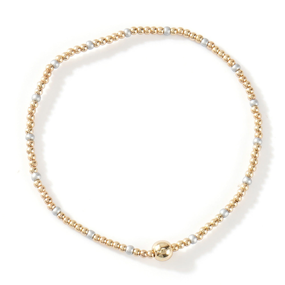 Gold Beaded Bracelet Set Suitable For Girls Handmade Friendship Style Daily Wear Jewelry Sweet Style Round And Laser Customization