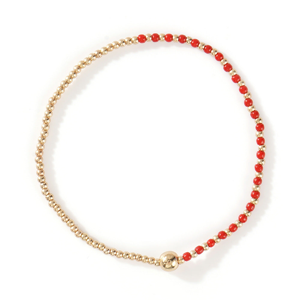 Gold Beaded Bracelet Set Suitable For Girls Handmade Friendship Style Daily Wear Jewelry Sweet Style Round And Laser Customization